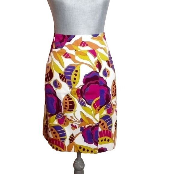 Merona Target Skirt Multicolor Floral Stretch Lined Straight Pencil Size 6 - Picture 7 of 12